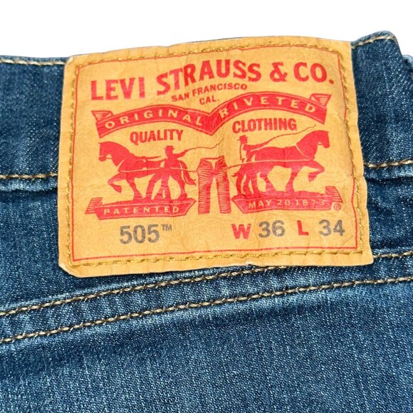 Men's Levi's 505 Straight Leg Medium Wash Denim Jeans Size 36x34 - Picture 5 of 7